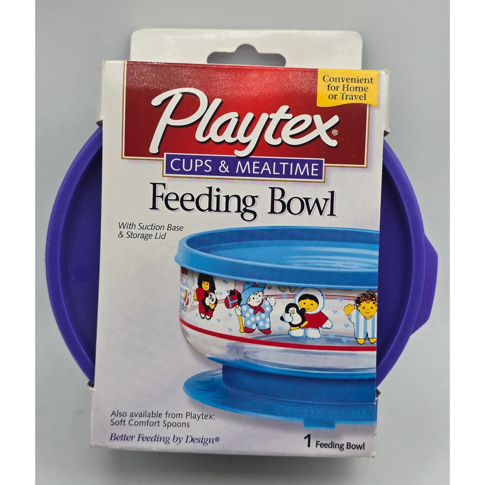 Playtex Feeding Bowl Baby Purple Vintage Y2K 2001 Cowboy Suction Base Lid NIB